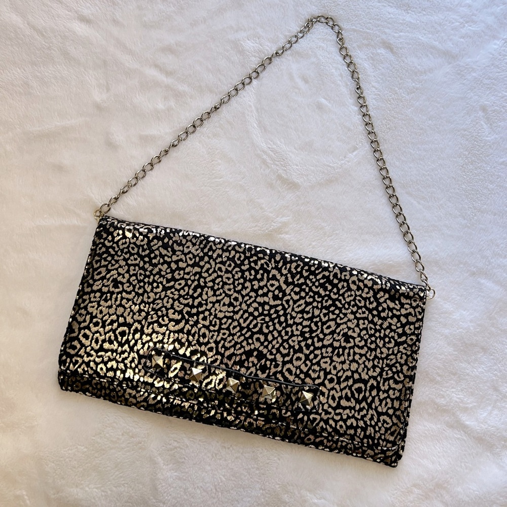 Betsy Johnson Leopard Metallic clutch